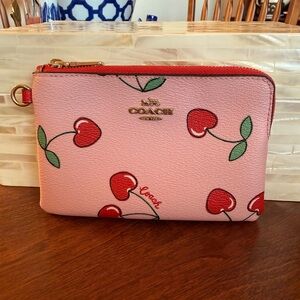 Limited Edition COACH Coated Cloth Pink and Cherry Zippered Pouch
